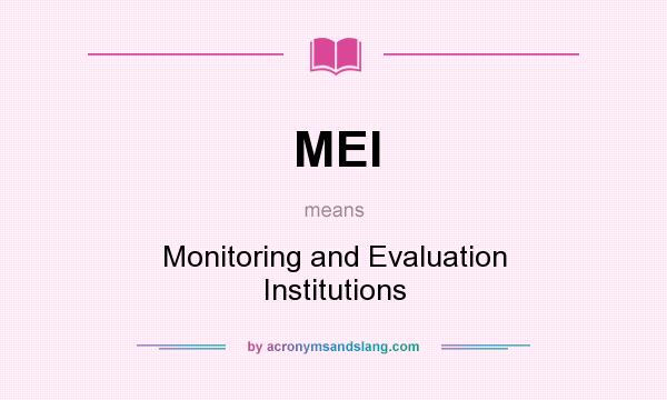 What does MEI mean? It stands for Monitoring and Evaluation Institutions