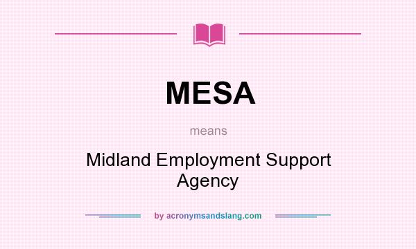 What does MESA mean? It stands for Midland Employment Support Agency