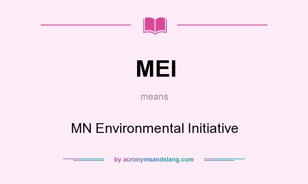 What does MEI mean? It stands for MN Environmental Initiative