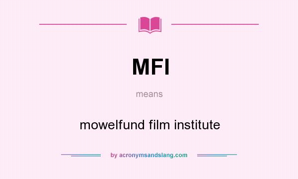What does MFI mean? It stands for mowelfund film institute