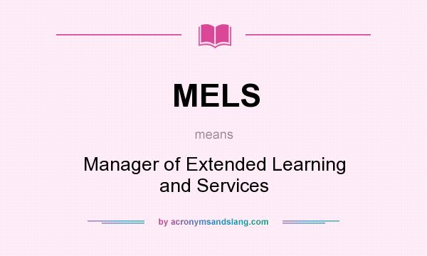 What does MELS mean? It stands for Manager of Extended Learning and Services