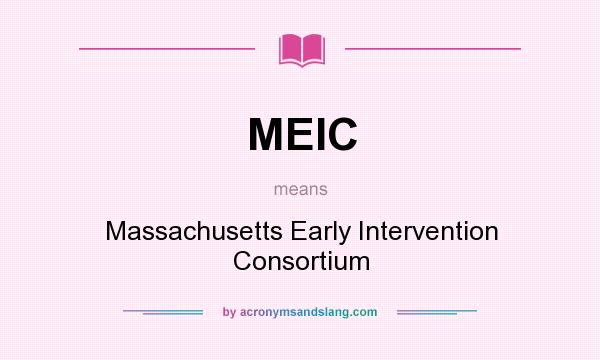 What does MEIC mean? It stands for Massachusetts Early Intervention Consortium