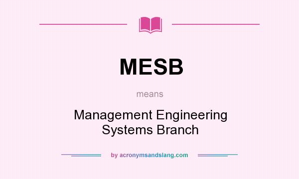 What does MESB mean? It stands for Management Engineering Systems Branch