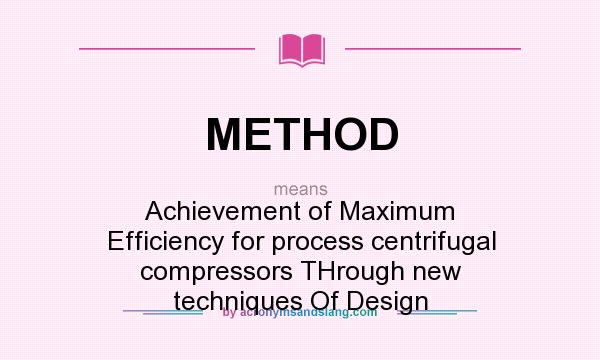 What does METHOD mean? It stands for Achievement of Maximum Efficiency for process centrifugal compressors THrough new techniques Of Design