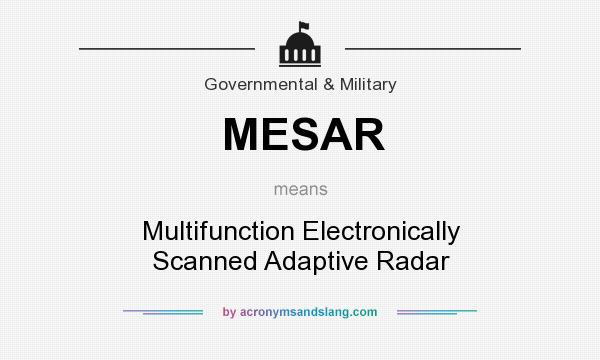 What does MESAR mean? It stands for Multifunction Electronically Scanned Adaptive Radar