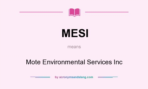 What does MESI mean? It stands for Mote Environmental Services Inc