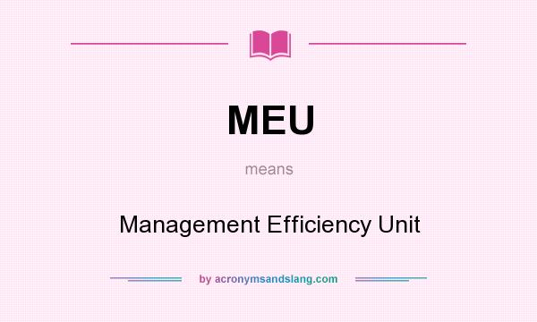 What does MEU mean? It stands for Management Efficiency Unit