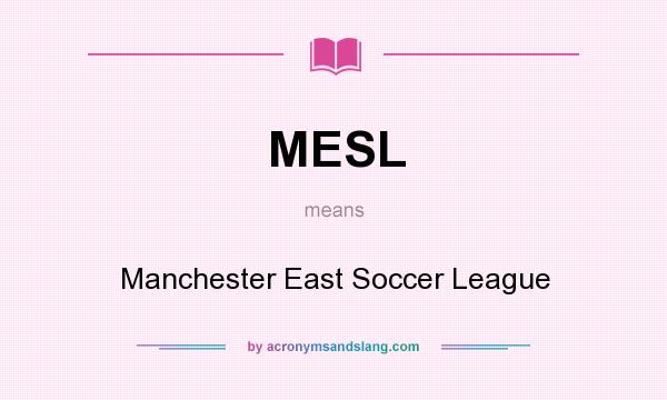 What does MESL mean? It stands for Manchester East Soccer League