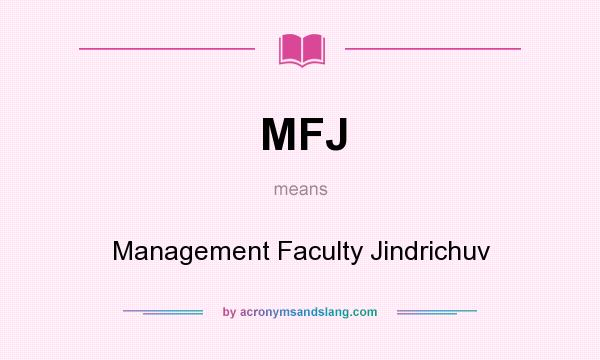 What does MFJ mean? It stands for Management Faculty Jindrichuv