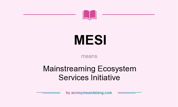 What does MESI mean? It stands for Mainstreaming Ecosystem Services Initiative