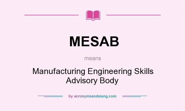 What does MESAB mean? It stands for Manufacturing Engineering Skills Advisory Body