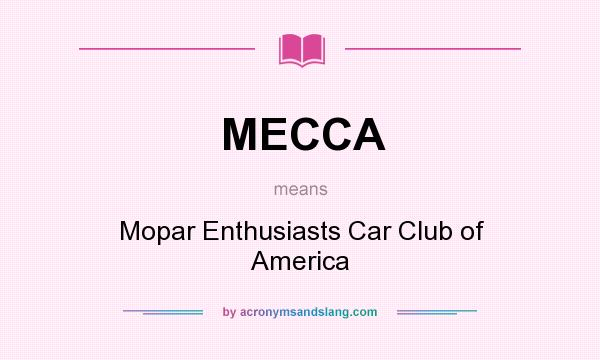 What does MECCA mean? It stands for Mopar Enthusiasts Car Club of America