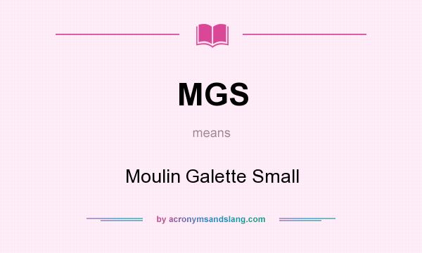 What does MGS mean? It stands for Moulin Galette Small