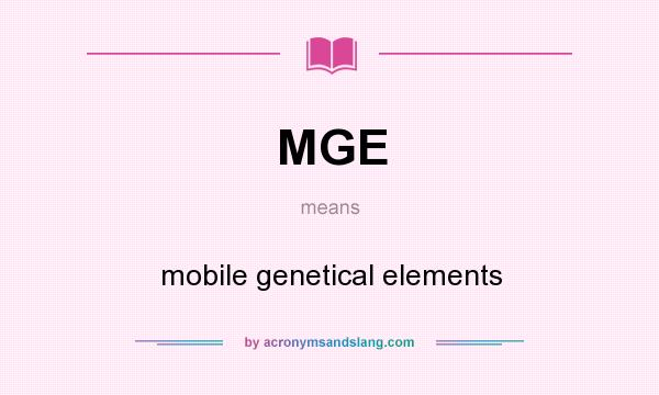 What does MGE mean? It stands for mobile genetical elements