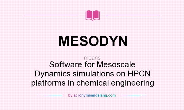 What does MESODYN mean? It stands for Software for Mesoscale Dynamics simulations on HPCN platforms in chemical engineering
