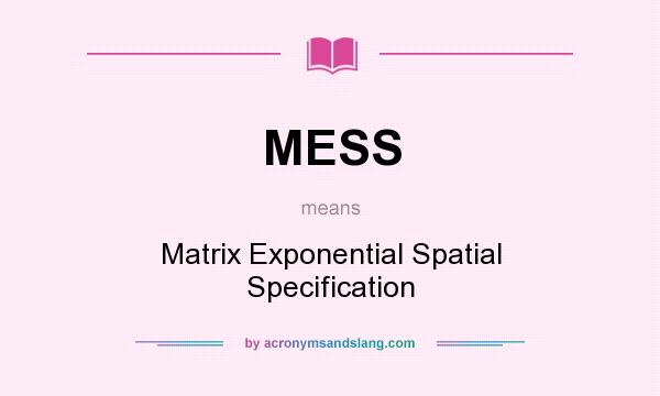 What does MESS mean? It stands for Matrix Exponential Spatial Specification