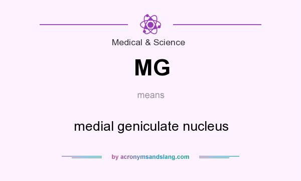 What does MG mean? It stands for medial geniculate nucleus