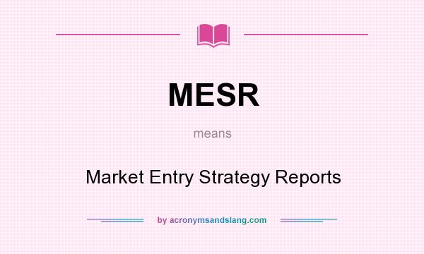 What does MESR mean? It stands for Market Entry Strategy Reports
