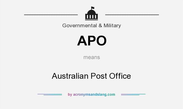 What does APO mean? It stands for Australian Post Office