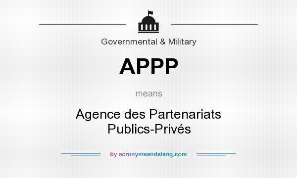 What does APPP mean? It stands for Agence des Partenariats Publics-Privés
