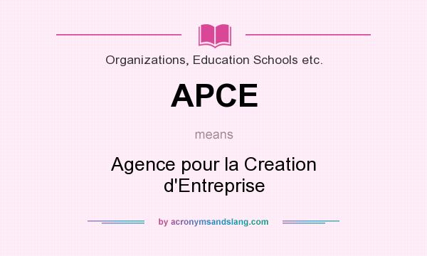 What does APCE mean? It stands for Agence pour la Creation d`Entreprise
