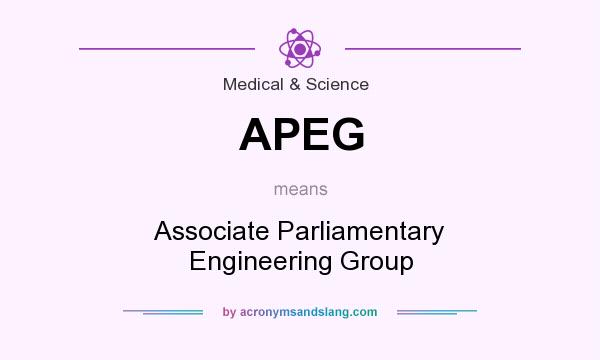 What does APEG mean? It stands for Associate Parliamentary Engineering Group