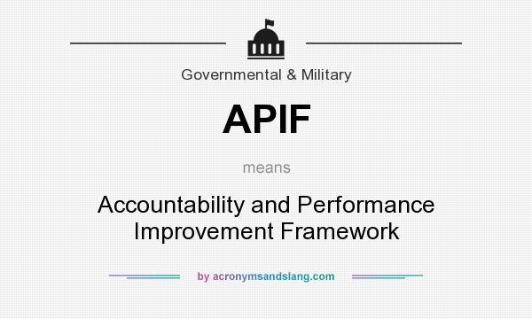 What does APIF mean? It stands for Accountability and Performance Improvement Framework