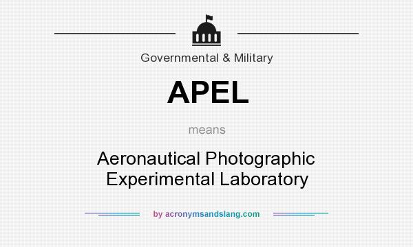 What does APEL mean? It stands for Aeronautical Photographic Experimental Laboratory