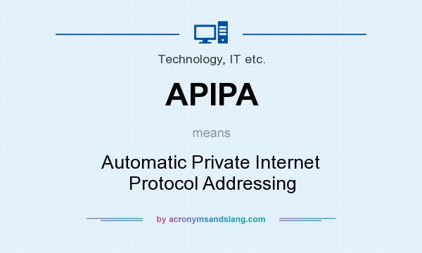 What does APIPA mean? It stands for Automatic Private Internet Protocol Addressing