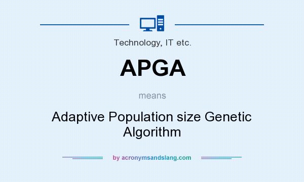 What does APGA mean? It stands for Adaptive Population size Genetic Algorithm
