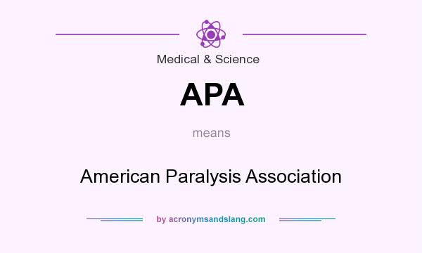 What does APA mean? It stands for American Paralysis Association