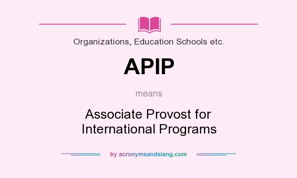 What does APIP mean? It stands for Associate Provost for International Programs