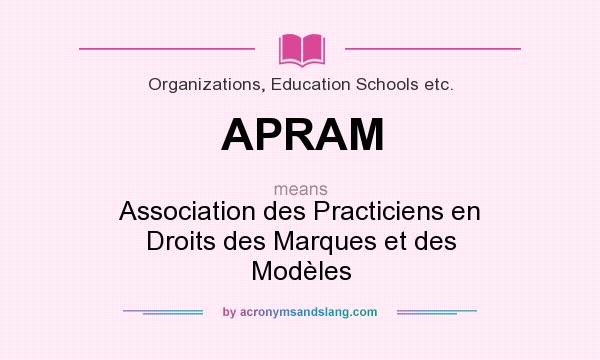 What does APRAM mean? It stands for Association des Practiciens en Droits des Marques et des Modèles