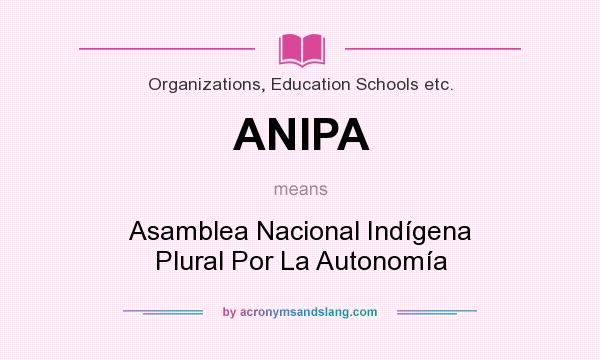 What does ANIPA mean? It stands for Asamblea Nacional Indígena Plural Por La Autonomía