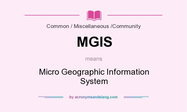 What does MGIS mean? It stands for Micro Geographic Information System