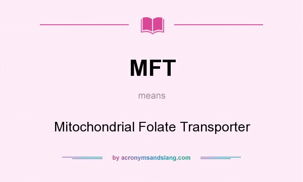 What does MFT mean? It stands for Mitochondrial Folate Transporter