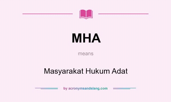 What does MHA mean? It stands for Masyarakat Hukum Adat