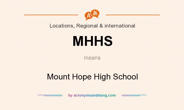 What does MHHS mean? It stands for Mount Hope High School