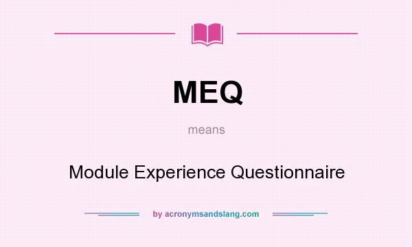 What does MEQ mean? It stands for Module Experience Questionnaire
