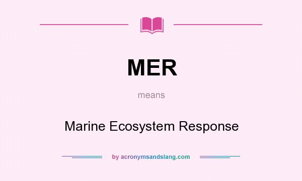 What does MER mean? It stands for Marine Ecosystem Response