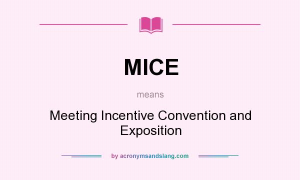 What does MICE mean? It stands for Meeting Incentive Convention and Exposition
