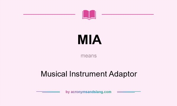 What does MIA mean? It stands for Musical Instrument Adaptor