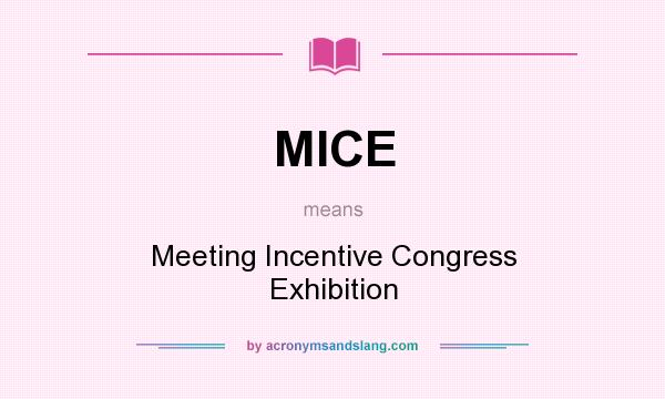 What does MICE mean? It stands for Meeting Incentive Congress Exhibition