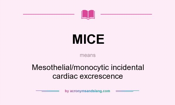What does MICE mean? It stands for Mesothelial/monocytic incidental cardiac excrescence