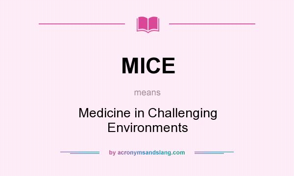 What does MICE mean? It stands for Medicine in Challenging Environments