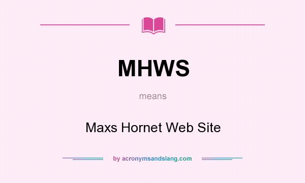 What does MHWS mean? It stands for Maxs Hornet Web Site