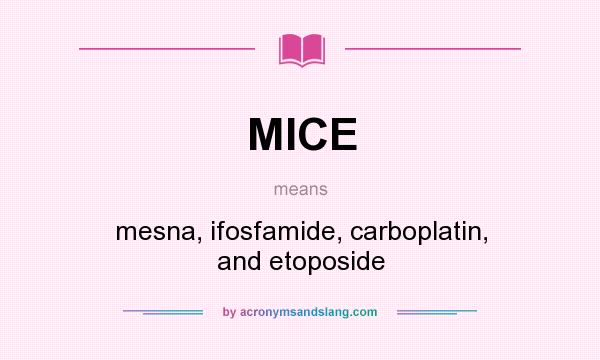 What does MICE mean? It stands for mesna, ifosfamide, carboplatin, and etoposide