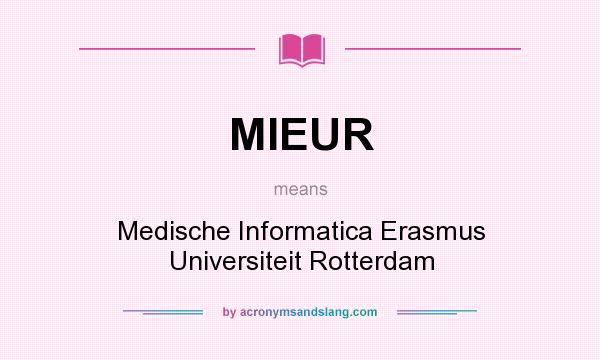 What does MIEUR mean? It stands for Medische Informatica Erasmus Universiteit Rotterdam