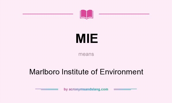 What does MIE mean? It stands for Marlboro Institute of Environment