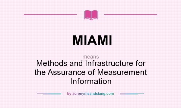 What does MIAMI mean? It stands for Methods and Infrastructure for the Assurance of Measurement Information